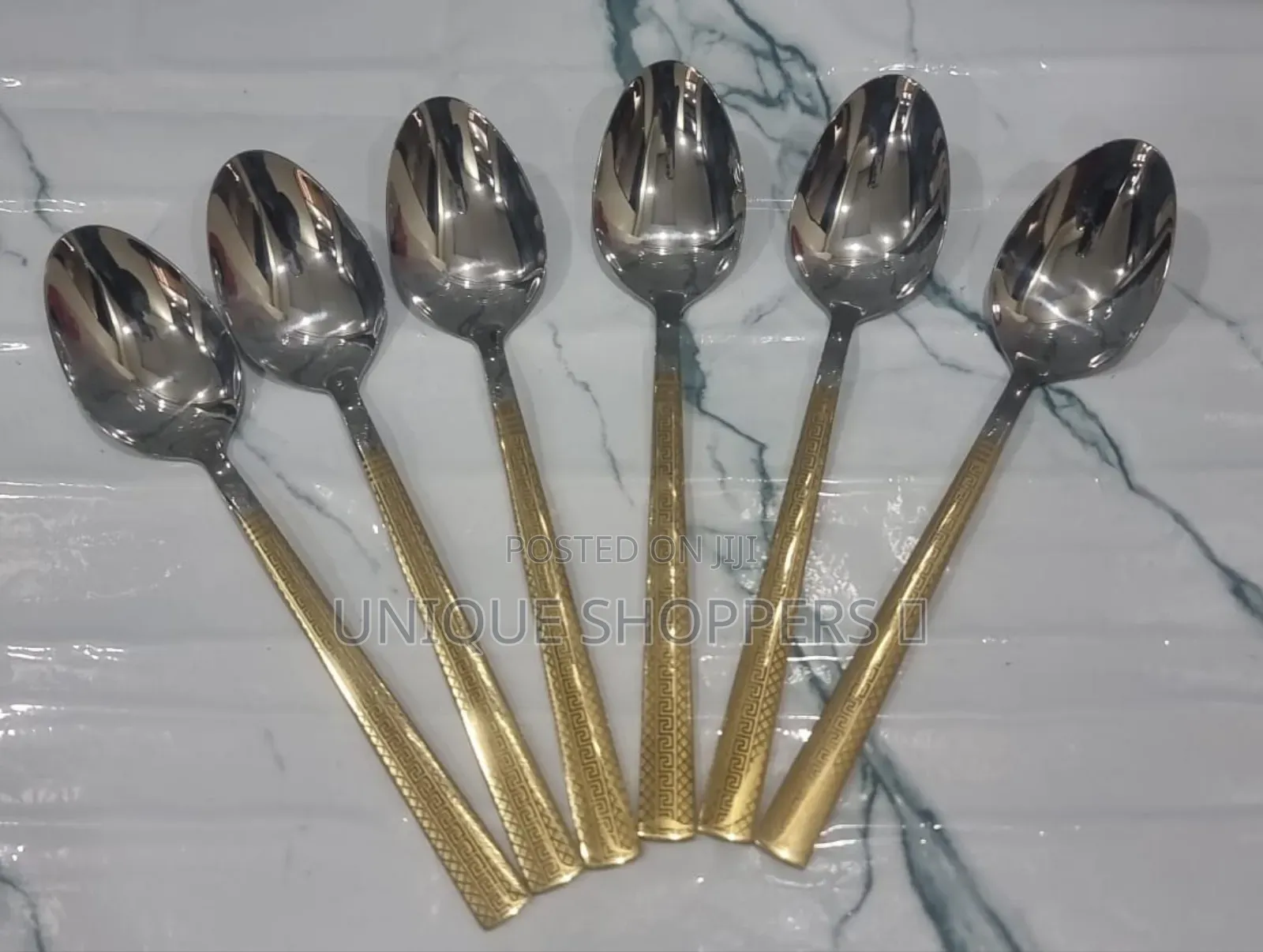 Boyuan Heavy Stainless Steel Golden Handle Table Spoon