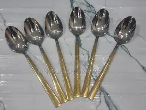 Boyuan Heavy Stainless Steel Golden Handle Table Spoon