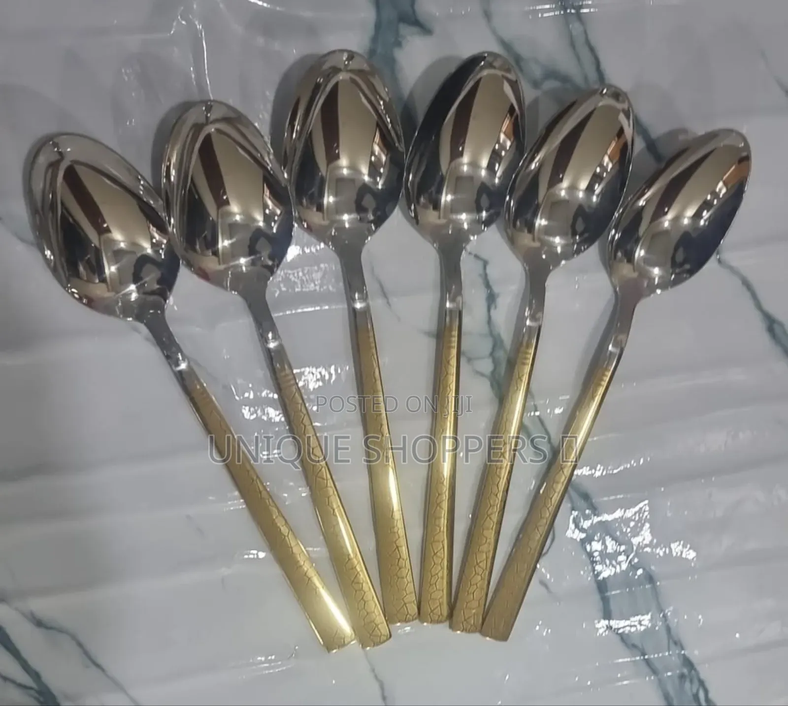 Boyuan Heavy Stainless Steel Golden Handle Table Spoon