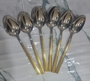 Boyuan Heavy Stainless Steel Golden Handle Table Spoon