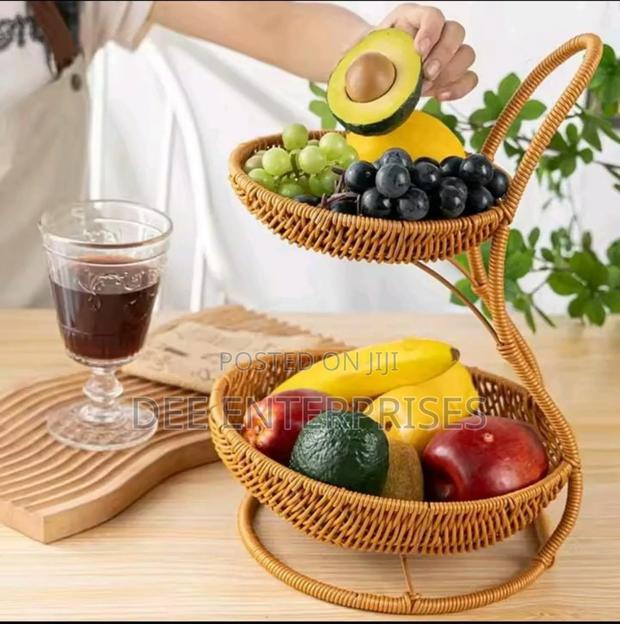 3 Tier Handmade Unique Rattan Fruit Rack