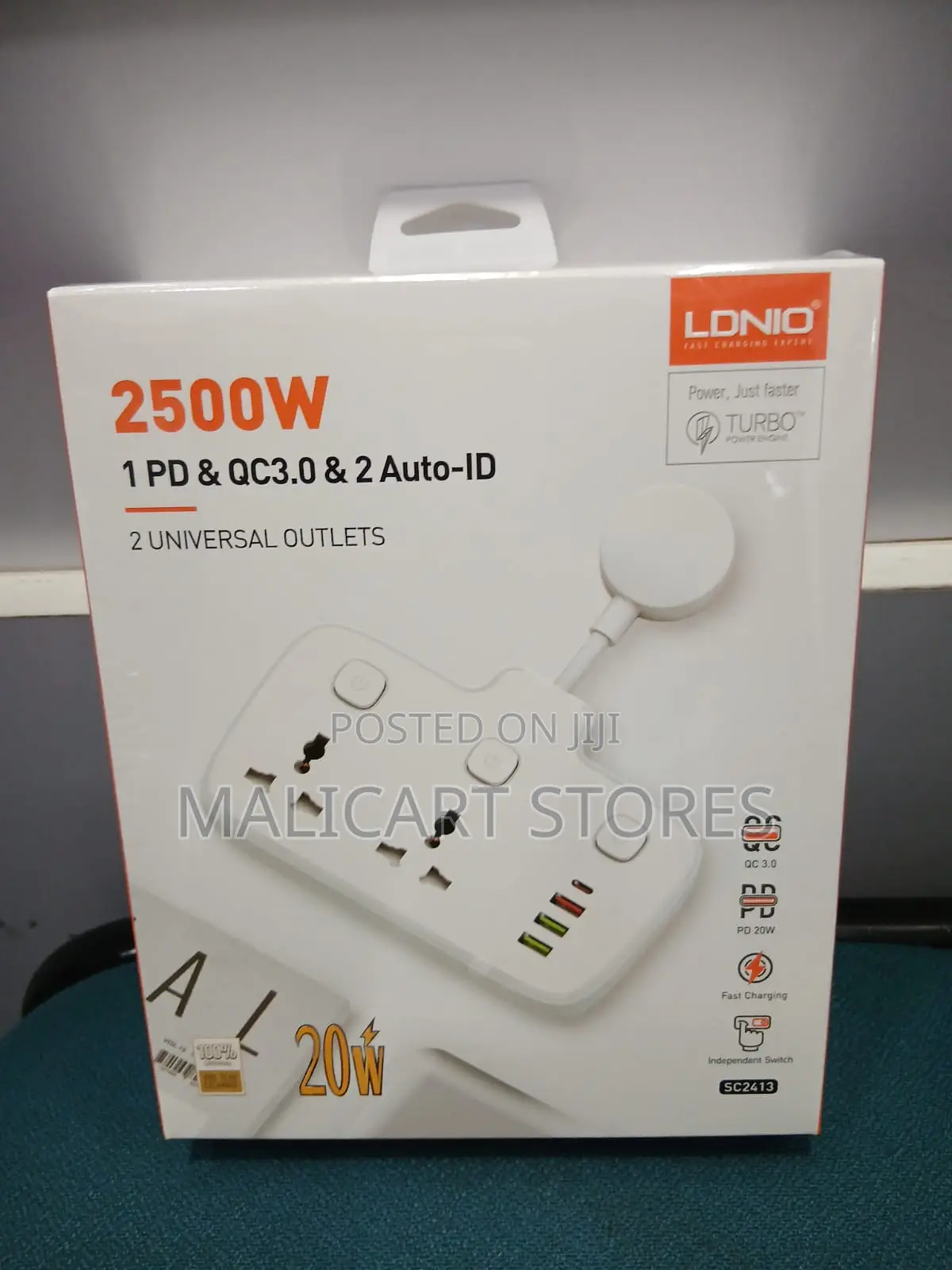 Ldnio Sc2413 2 Ac Outlets Portable Electrical Extension Socket