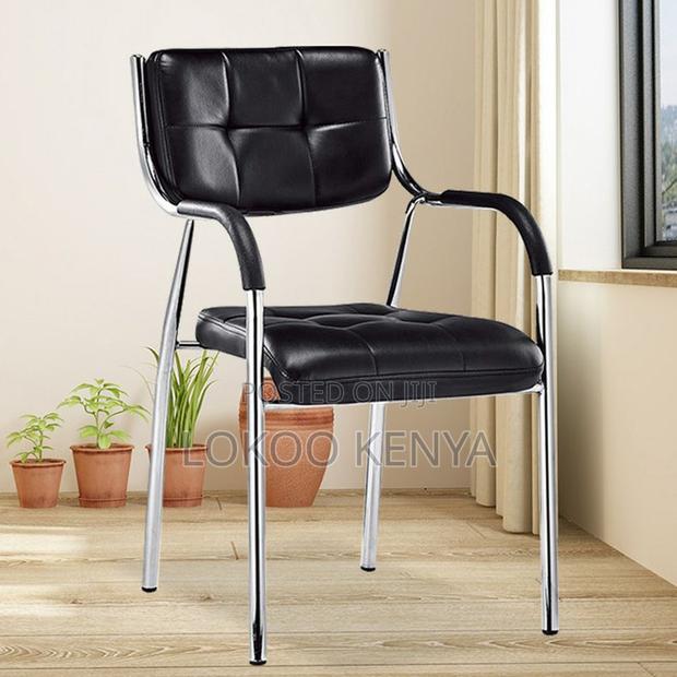Office Chair : Catalina Black Leather-Look Metallic Chair