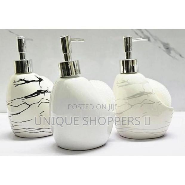 Fancy Single Ceramic Lotion / Soap Dispenser With Wash Pad Sponge - thumbnail 4