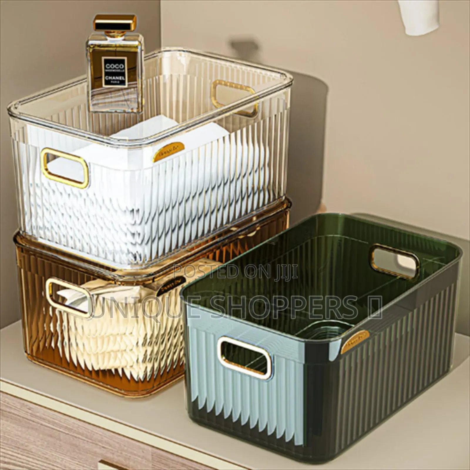 Big Elegant Gold Handle Container 27x21x10cm