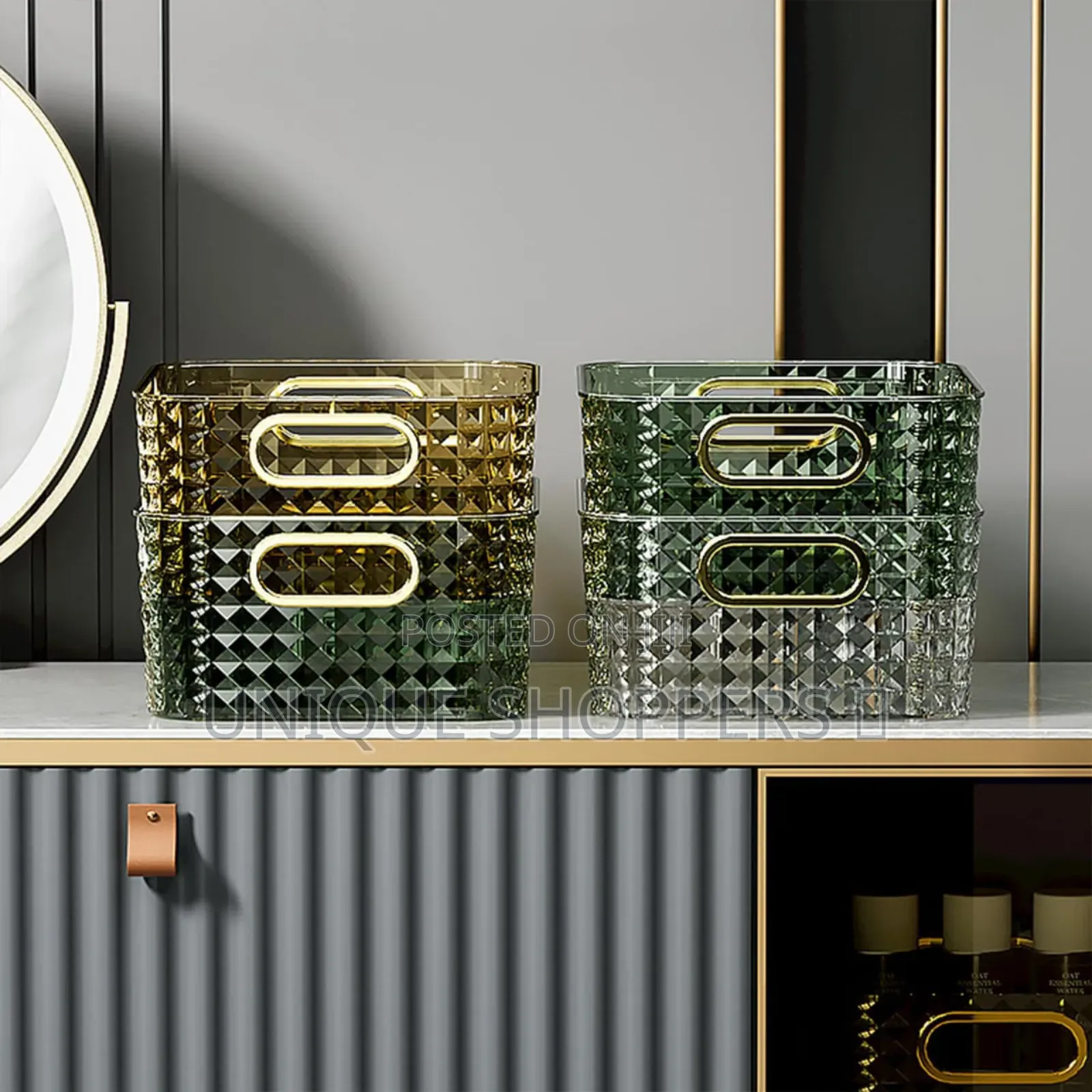 Big Elegant Gold Handle Container 27x21x10cm
