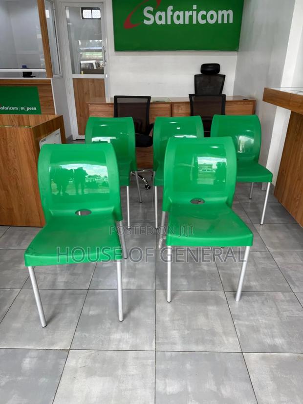 Safaricom Green Armless Plastic Chair With Metal Legs