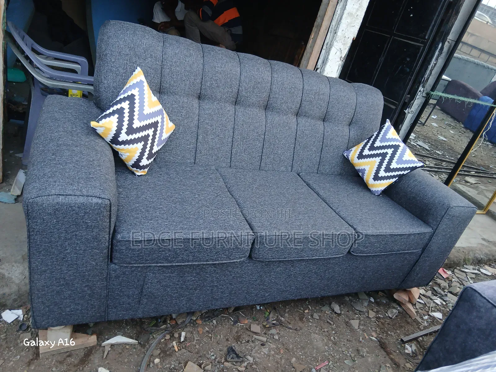 Grey Three Seater Sofa Edge 12
