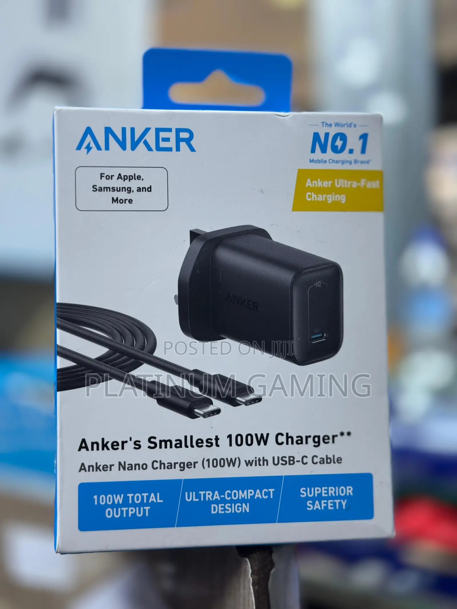 Anker Nano Charger (100w With 6ft Usb-C to Usb-C Cable)