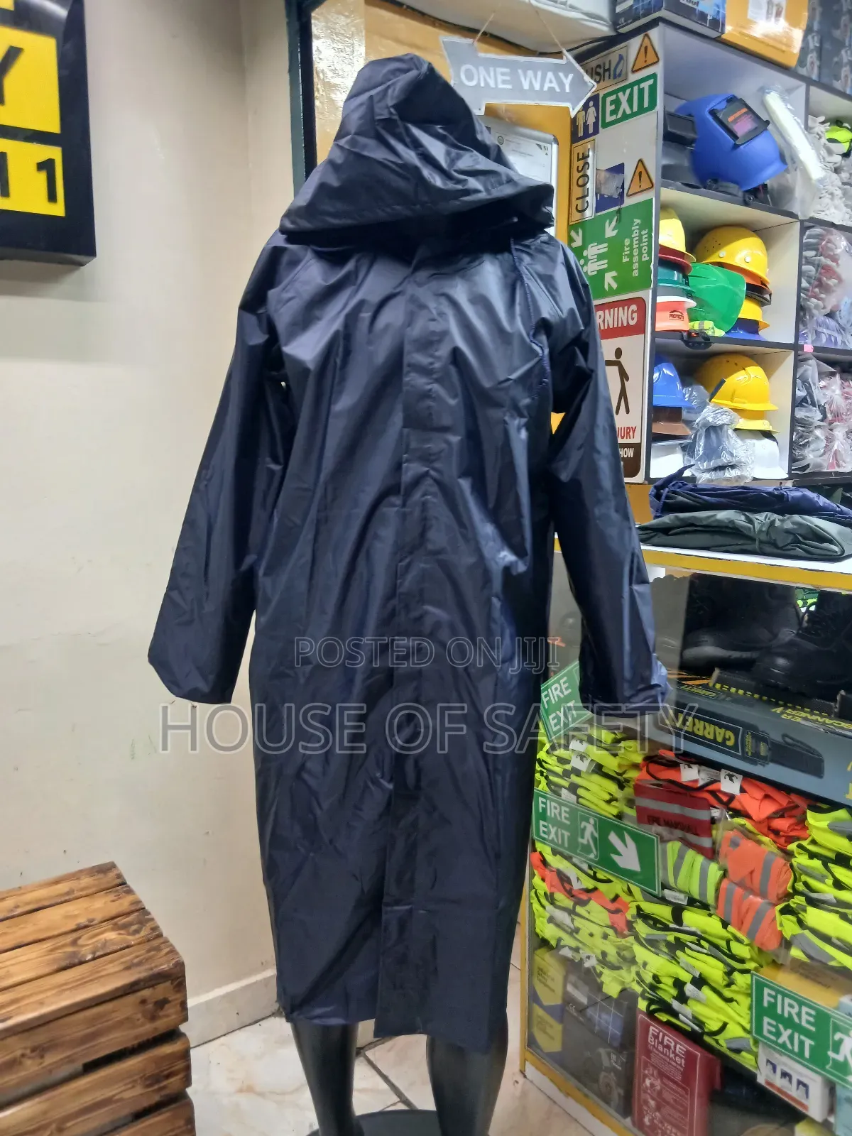 Dark Blue Hooded Rain Coats