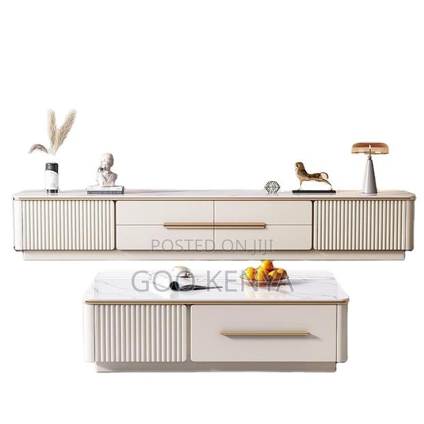 Coffee Table and Tv Stand; Marble Coffee Table and Tv Cabinet Set
