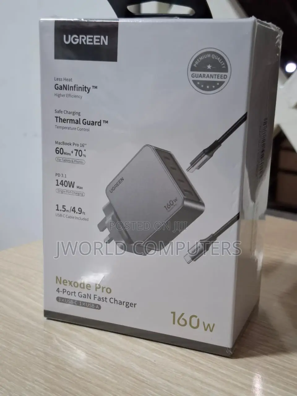 Ugreen Nexode Pro 160w 4-Port Gan Fast Charger Uk Grey+1.5m 240w Cable