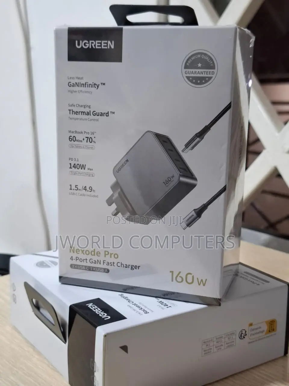Ugreen Nexode Pro 160w 4-Port Gan Fast Charger Uk Grey+1.5m 240w Cable