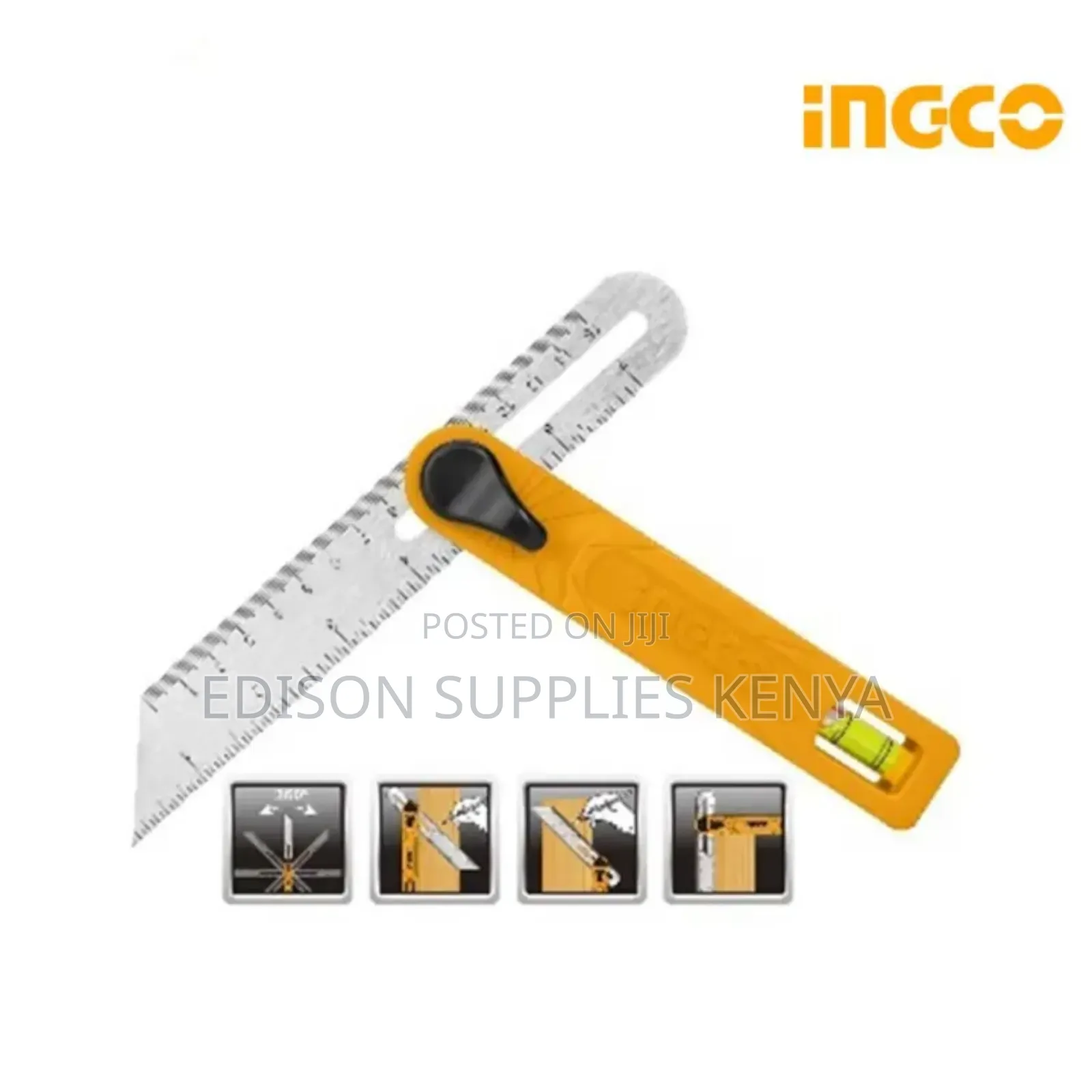 Ingco Angle Square Ruler Angle Rule With Level Bar 150mm Carpentry