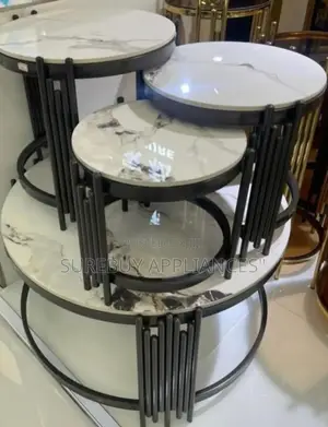 4-Piece Round Nesting Coffee Table Set Marble