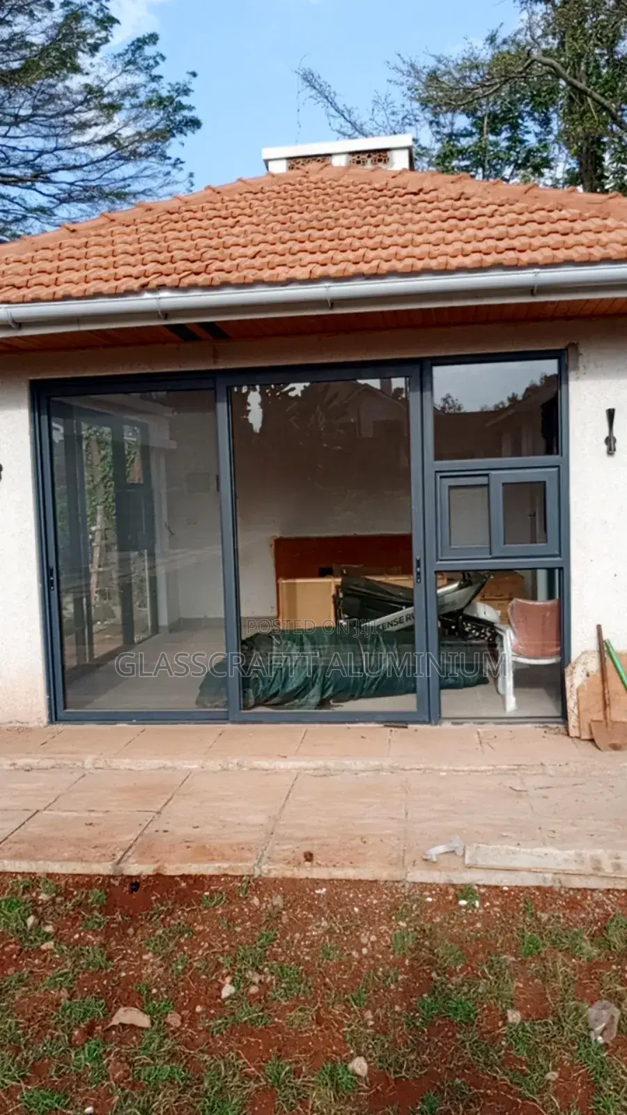 Heavy Gauge Gray Coated Aluminium Sliding Door