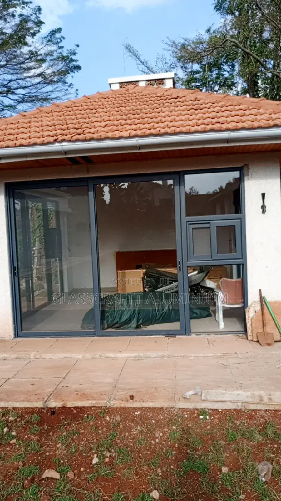 Heavy Gauge Gray Coated Aluminium Sliding Door