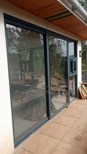 Heavy Gauge Gray Coated Aluminium Sliding Door