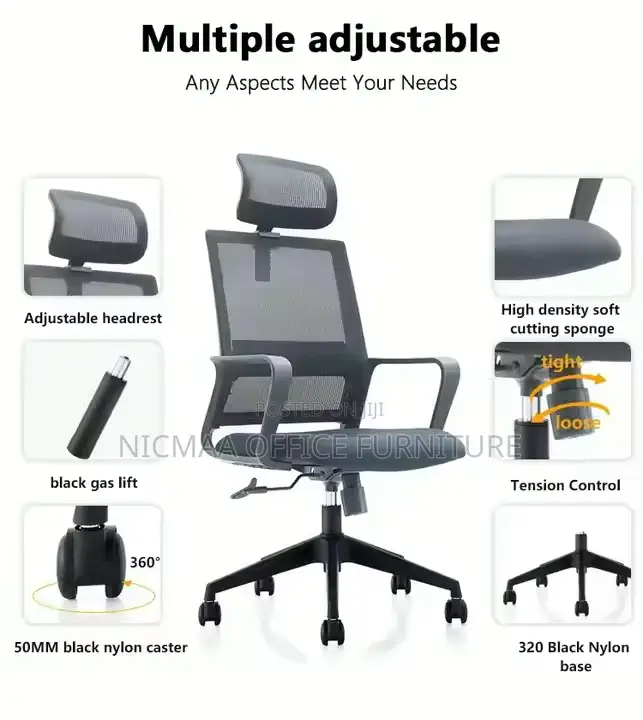 Ergonomic Mesh Office Chair Headrest