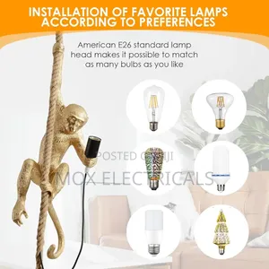 Industrial Resin Hemp Rope Monkey Pendant Light