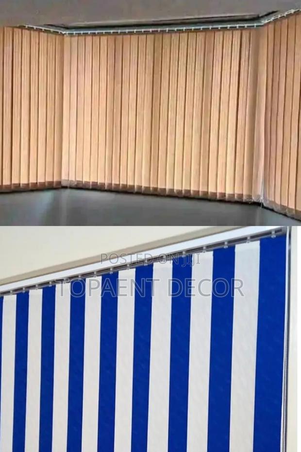 Beige, Nevy Blue and White Vertical Office Window Blinds - main view