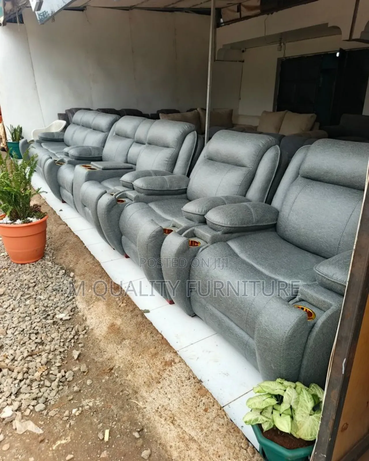 7 Seater Black Indoor Semi Recliner Sofas