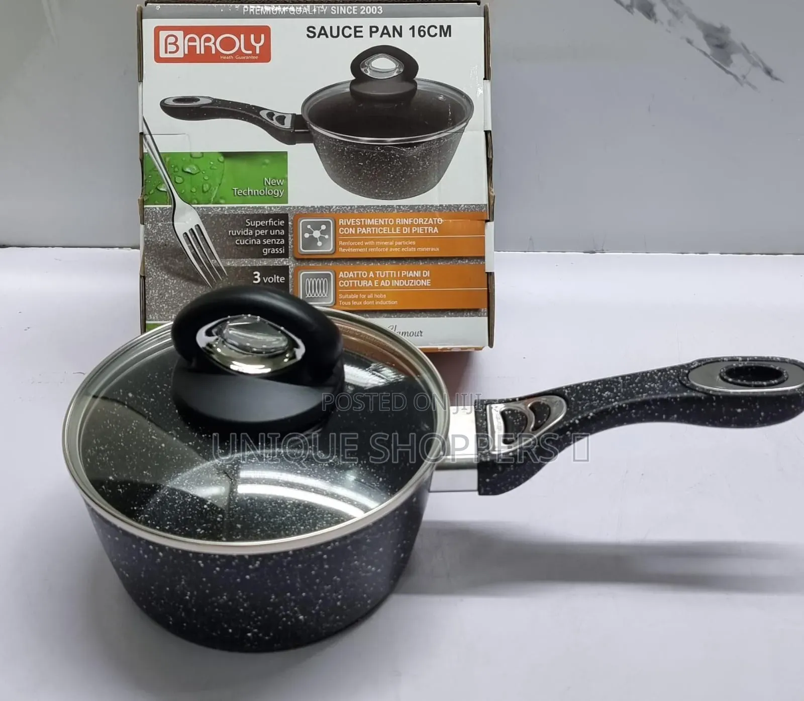 Baroly German Brand Heavy Granite Sauce Pans + Lid Now