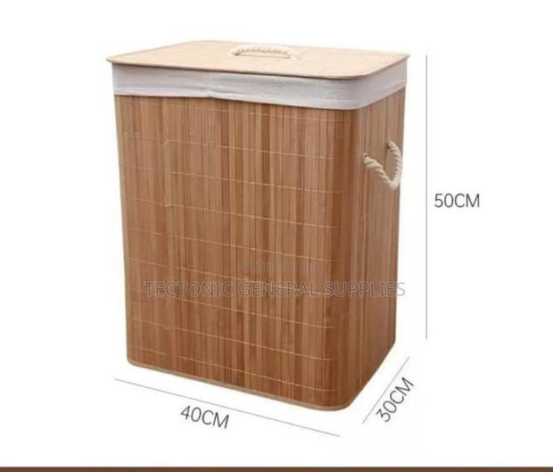 Foldable Bamboo Wooden Basket 50x30x40cm - thumbnail 2