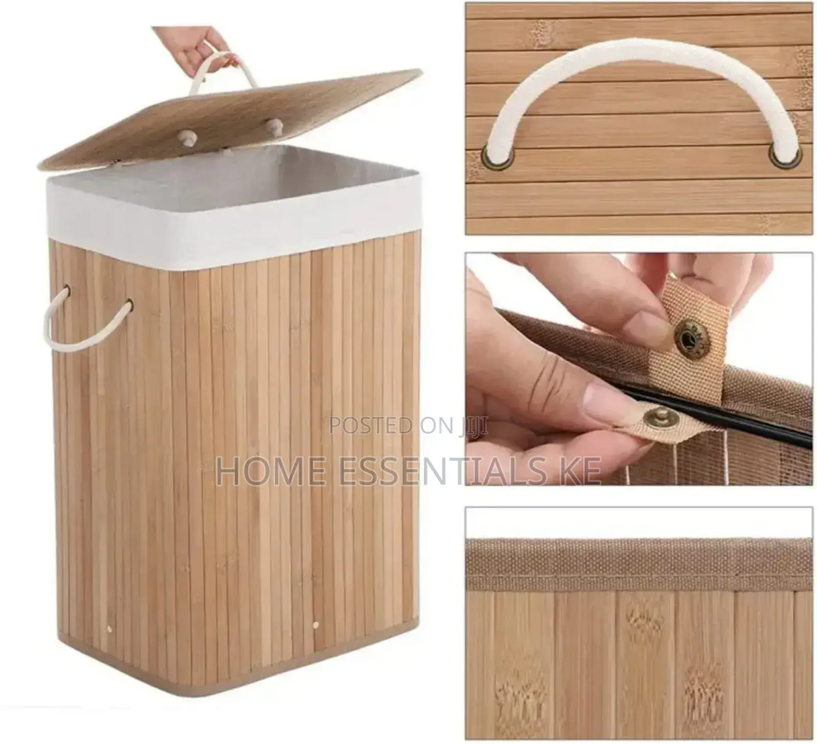 Foldable Bamboo Wooden Basket 50x30x40cm