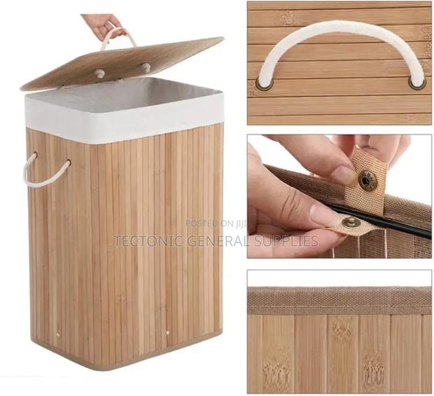 Foldable Bamboo Wooden Basket 50x30x40cm - thumbnail 4