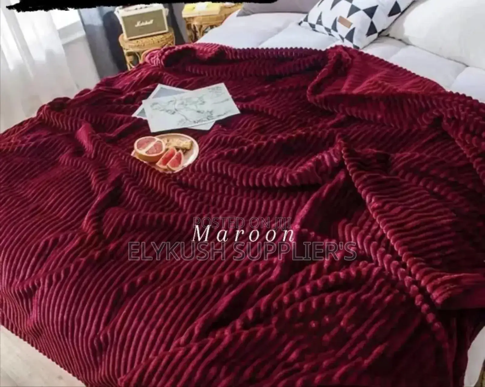 Maroon Velvet Fleece Blanket