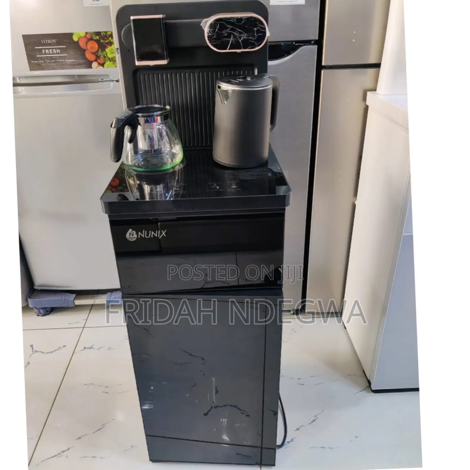 Black and Silver Nunix A1c Bottom Load Hot and Cold Water Dispenser