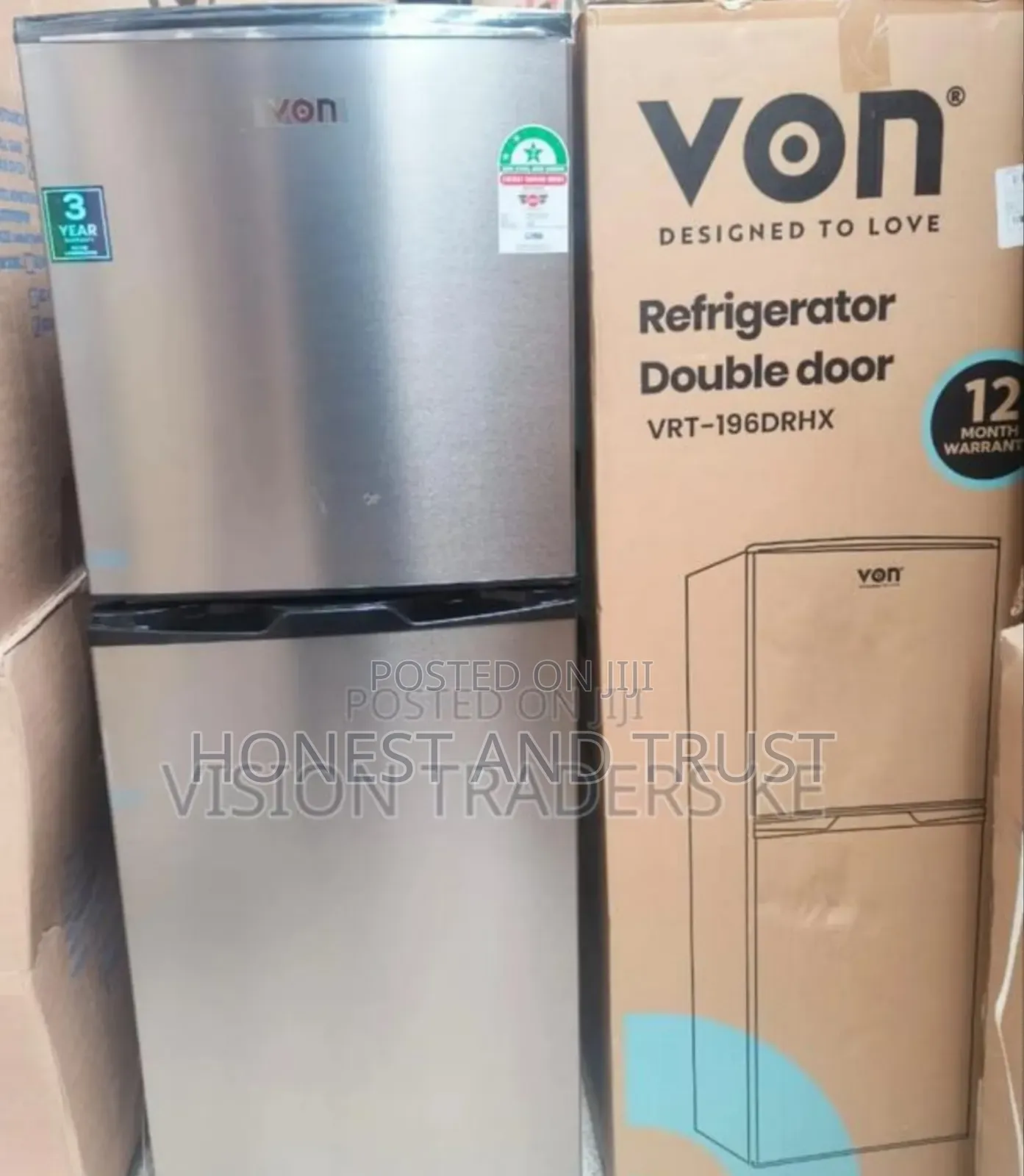 Von 195 Litres Double Door Fridge