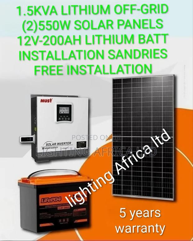 1.5kva Off-Grid (12v - 200ah Lifepo4 Battery) System - main view