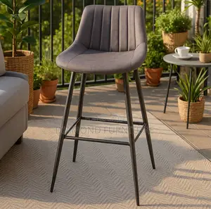 Bar Stool; Grey Comfortable High Stool With Durable Wooden Frame