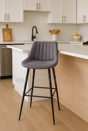 Bar Stool; Grey Comfortable High Stool With Durable Wooden Frame