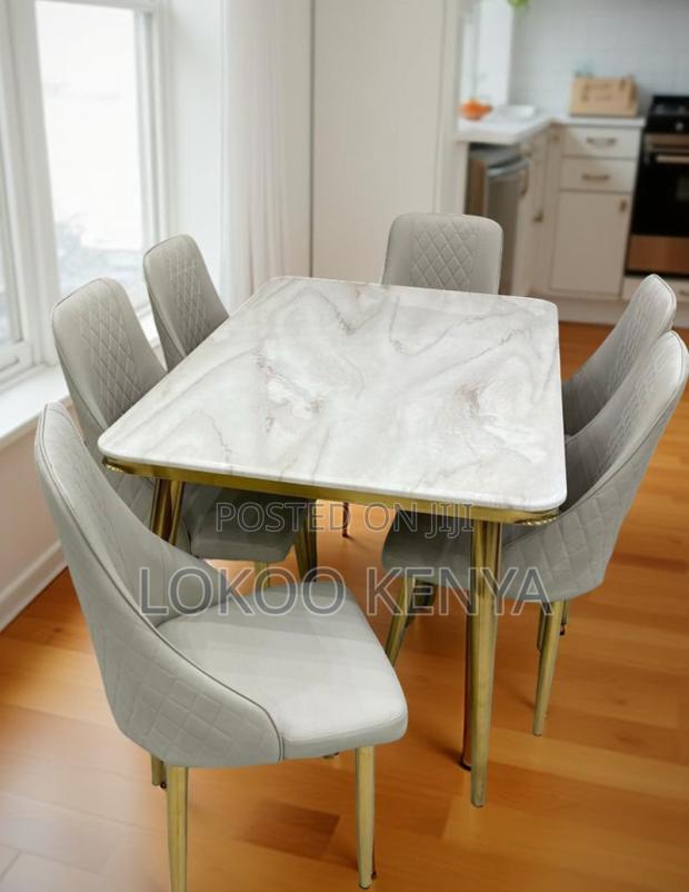 Dining Set : 6-Seater Rectangular Marble Dining Table