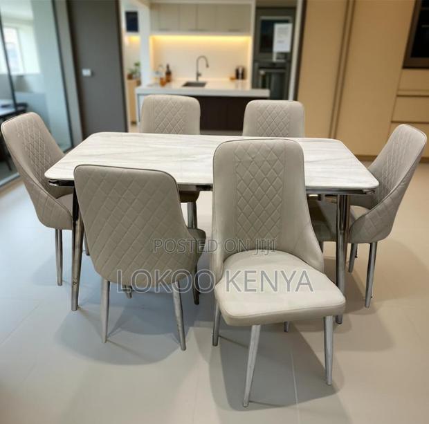 Dining Set : 6-Seater Rectangular Marble Dining Table - thumbnail 3