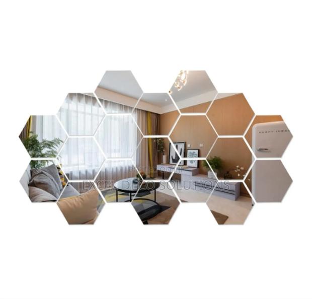 Easy-to-Install Hexagon Mirrors for Diy Wall Décor  - main view