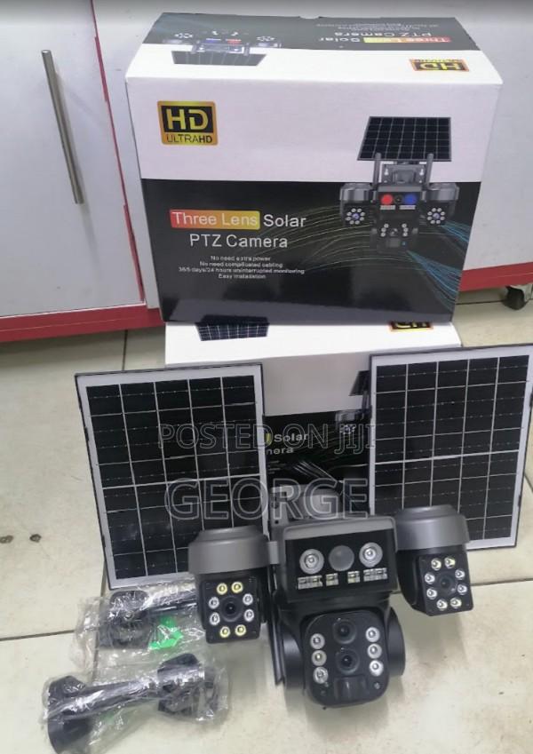 ^3 Lenses 3 Screen V380 Triple Lens 4g PTZ Solar Camera
