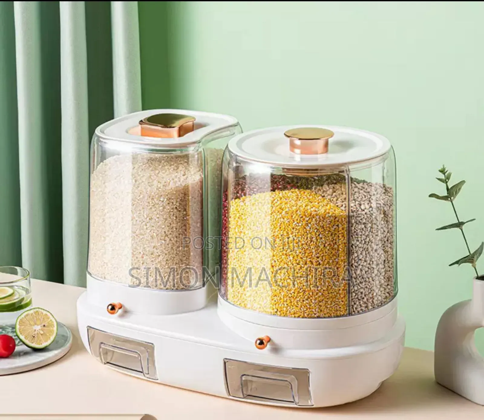 Double Grain Storage Rotatable Dispenser