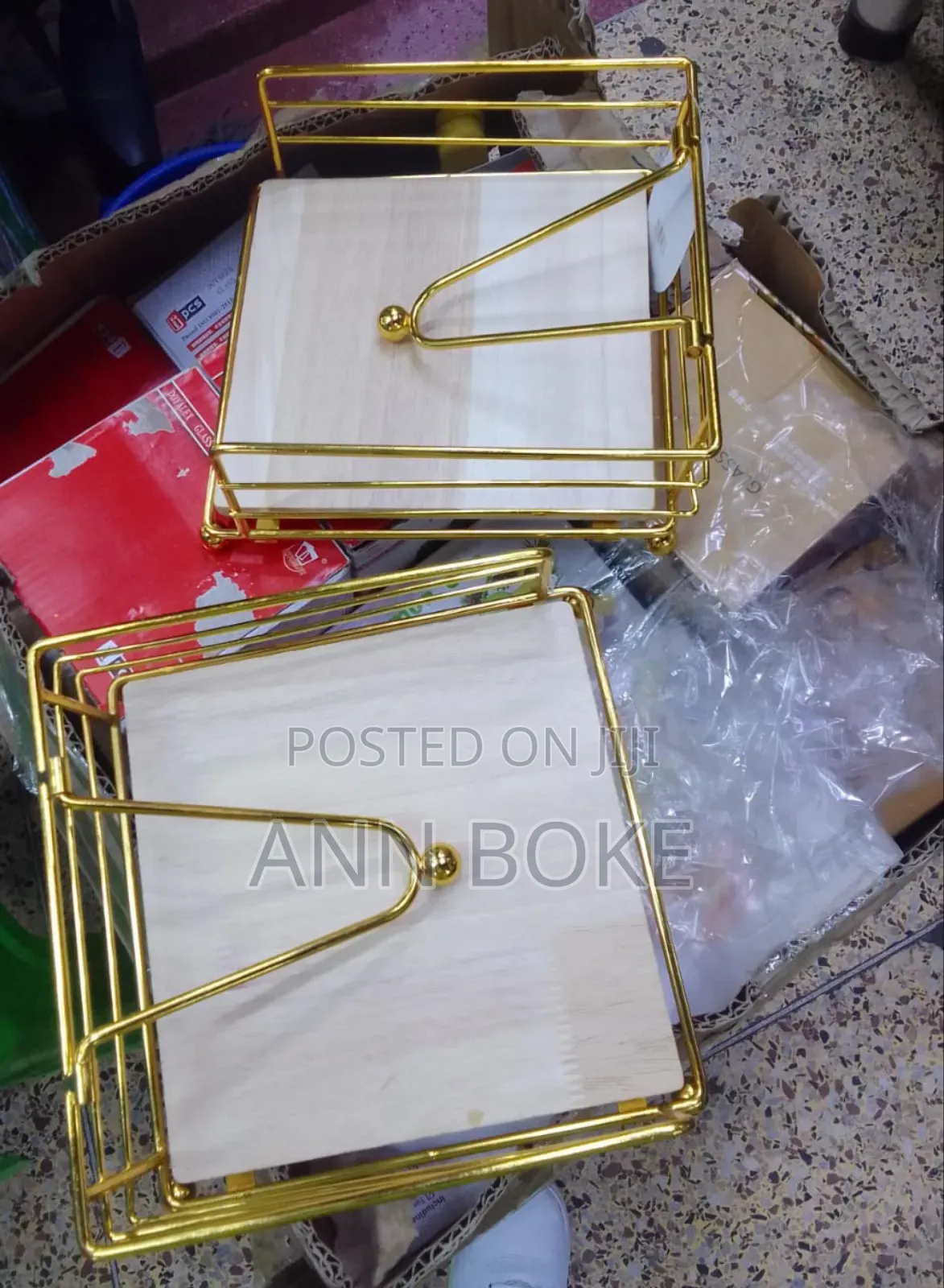 *Golden Flip Serviette Holder With Wooden Base* Rust Resistant