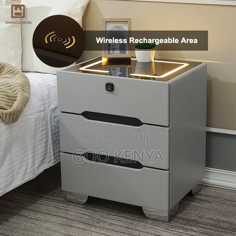 Bedside Cabinet; Bedside Cabinet With Wireless Charging Led Light
