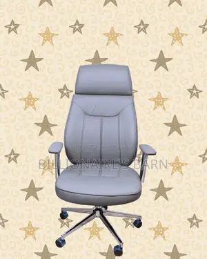 Grey Executive Leather Office Chair | Heavy-Duty Padded Armrests