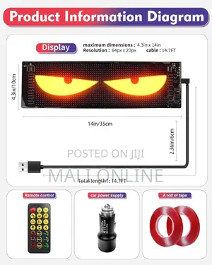 Devil’S Eye 2-pack Led Car Windshield Display Usb-powered Matrix Panel