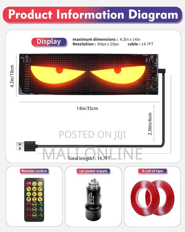 Devil’S Eye 2-pack Led Car Windshield Display Usb-powered Matrix Panel - main view