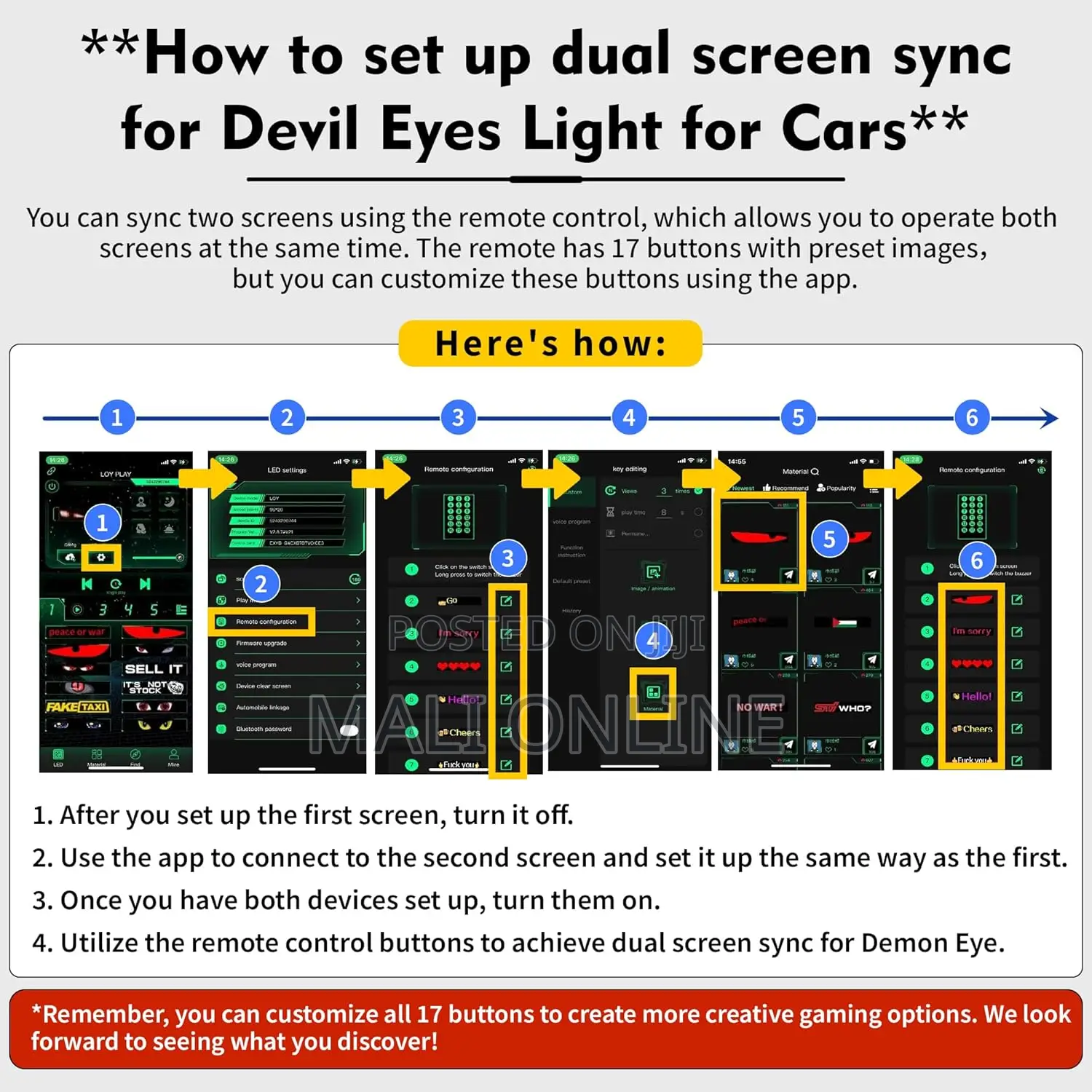 Devil’S Eye 2-pack Led Car Windshield Display Usb-powered Matrix Panel