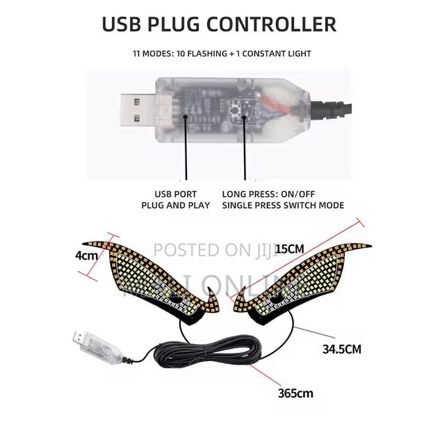 Demon Eyes Car Lights Usb Led Display 11 Modes Warning Lighting - thumbnail 4
