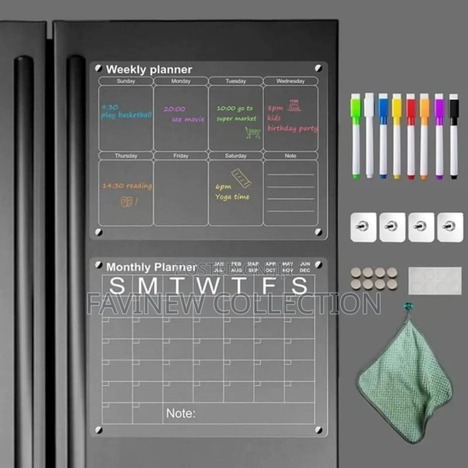 2 PCS Set Magnetic Montly/ Weekly Fridge Planner*