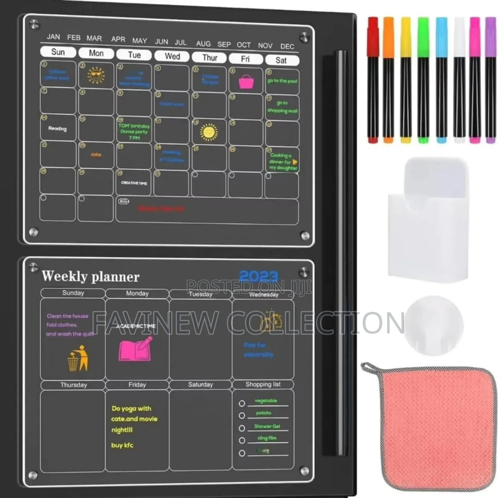 2 PCS Set Magnetic Montly/ Weekly Fridge Planner*